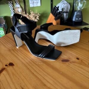 Nine West Black and White Block Heel Sandals